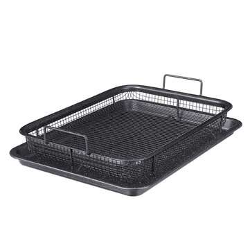 2Pcs Non Stick Mesh Pan Air Fryer Oven Mesh Baking Grill Tray Basket Tool