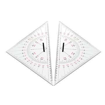 2pcs Navigation Triangular Protractor 300mm Acrylic Hypotenuse Nautical Squares