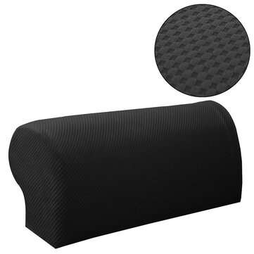 2PCS Premium Furniture Armrest Cover Sofa Couch Chair Arm Protectors Stretchy (COLOR.: BLACK)