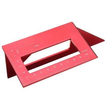 2PCS Red Aluminum Alloy Woodworking Scriber T Ruler Square Multifunctional 45/90 Degree Angle Ruler