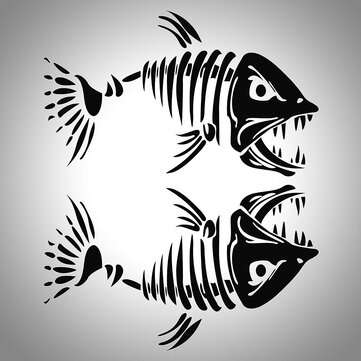 2PCS Skelett Fish Fisch Auto Vinyl Auto Decal Aufkleber Tuning Sticker (COLOR: BLACK)