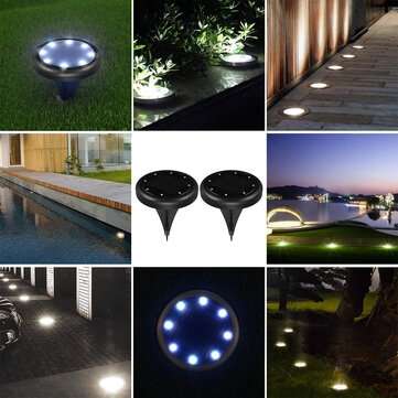 2PCS Solar Powered Ground Light IP65 Waterproof Garden Pathway Deck Lights