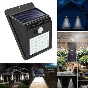 2pcs Solar Power 30 LED PIR Motion Sensor Wall Light Waterproof Outdoor Path Yard Garden Security La