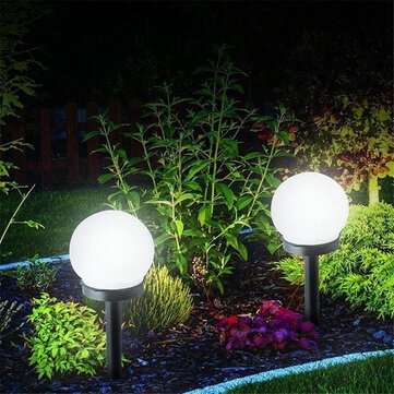 2PCS Solar Powered LED Ground Light Ball Lawn Lamp Waterproof Outdoor Garden Yard... (COLOR.: WHITE)