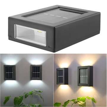 2Pcs Solar Wall Lamp Outdoor Garden Household Waterproof Wall Light Up A... (LIGHT COLOR: WARMLIGHT)