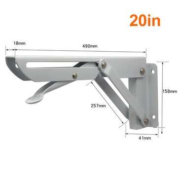 2pcs Stainless Steel Folding Stand Table Bracket Shelf Bench 200kg Load Heavy bracke... (SIZE: 20IN)