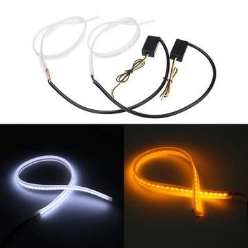 2PCS Switchback LED Strip Daytime Running Lights DRL Sequential Flow Turn Signal 4... (LENGTH: 60CM)