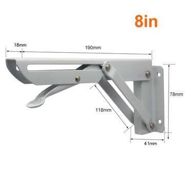 2pcs Stainless Steel Folding Stand Table Bracket Shelf Bench 200kg Load Heavy bracket... (SIZE: 8IN)
