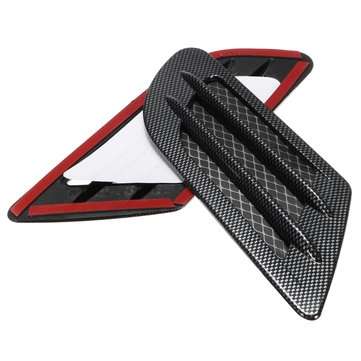2Pcs Universal Car Bonnet Engine Cover Carbon Fiber Air Intake Flow Side Fender Vent Hood Scoop Stic