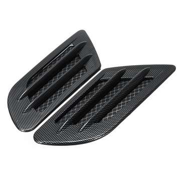 2Pcs Universal Car Bonnet Engine Cover Carbon Fiber Air Intake Flow Side Fender Vent Hood Scoop Stic