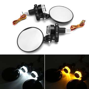 2pcs Universal 7/8`` Bar End Motorcycle Bike Rearview Side Mirrors Round