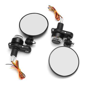 2pcs Universal 7/8`` Bar End Motorcycle Bike Rearview Side Mirrors Round