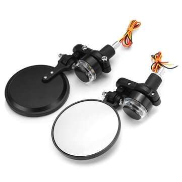 2pcs Universal 7/8`` Bar End Motorcycle Bike Rearview Side Mirrors Round