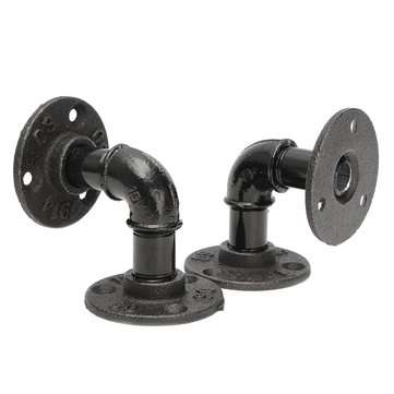 2Pcs Vintage Country Style Pipe Shelf Bracket Stand Holder for Industrial Steampunk DIY Home Decor