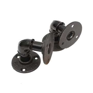 2Pcs Vintage Country Style Pipe Shelf Bracket Stand Holder for Industrial Steampunk DIY Home Decor