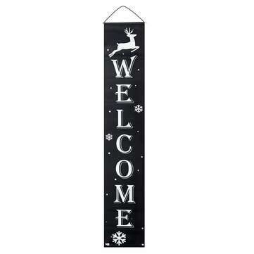 2Pcs Welcome Christmas Banner Set Front Door Room Door Antithetical Couplet Set For Chrismas New Yea