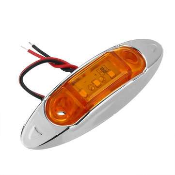 2Pcs Yellow 3LED 24V Side Marker Indicator Light Clearance Lamp Truck Trailer Lorry Van