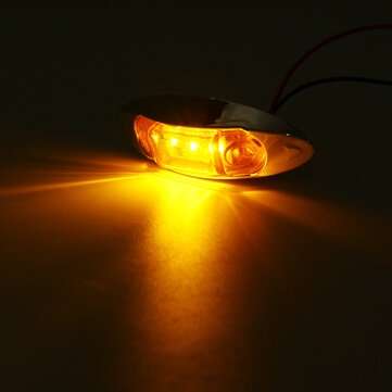 2Pcs Yellow 3LED 24V Side Marker Indicator Light Clearance Lamp Truck Trailer Lorry Van