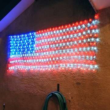 2x1m 420LED American Flag LED Net Light 8 Modes Waterproof Christmas String Lamp for Garden Outdoor
