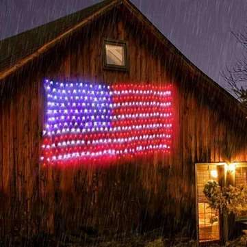 2x1m 420LED American Flag LED Net Light 8 Modes Waterproof Christmas String Lamp for Garden Outdoor