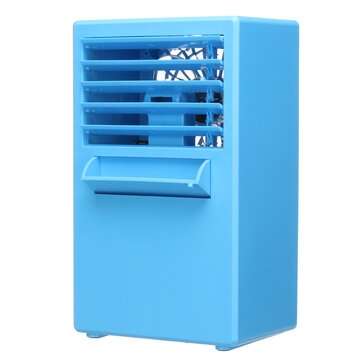3 Colors 24V 3 File Speed 5 Leaf Fan Spray Humidification Mini Air Conditioning (COLOR: BLUE)