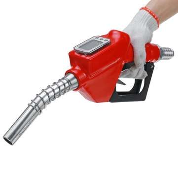 3 Gears LCD Display Gasoline Flow Meter Oil Delivery Guns 1`` Nozzle Dispenser