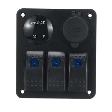 3 Gang 12V-24V LED Switch Panel Water Resistant Toggle Switches Panel With Fuses For Maine Boat Auto