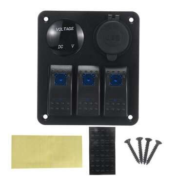 3 Gang 12V-24V LED Switch Panel Water Resistant Toggle Switches Panel With Fuses For Maine Boat Auto
