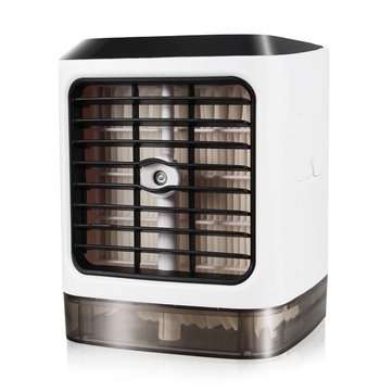 3 in 1 480ml White Mini Portable USB Air Cooler Humidifier Purifier Cleaner 4 Gears LED Light Person