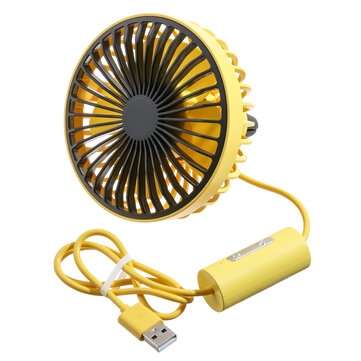 3 Gears USB Electric Car Fan Low Noise Portable 360 Rotating Cooling Fan For H... (COLOR.: YELLOW)