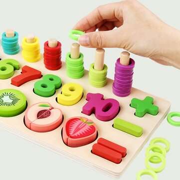 3 in 1 Building Blocks Wooden Intelligent Development Shape Cognition Jigsaw Puzzle Early Education
