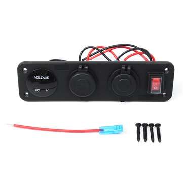 3 in 1 DC 12V 24V Power Outlet Socket Panel Dual USB Phone Charger Switch with Volt LED Display