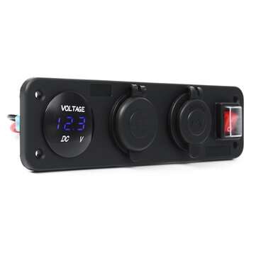 3 in 1 DC 12V 24V Power Outlet Socket Panel Dual USB Phone Charger Switch with Volt LED Display