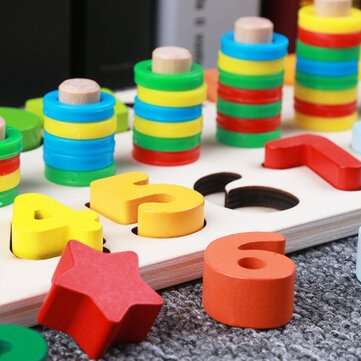 3 in 1 Early Education Math Toys Shape Digital Logarithm Board for 2 to 6 Years Old Kindergarten Chi