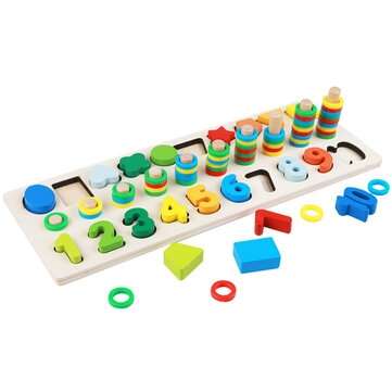3 in 1 Early Education Math Toys Shape Digital Logarithm Board for 2 to 6 Years Old Kindergarten Chi
