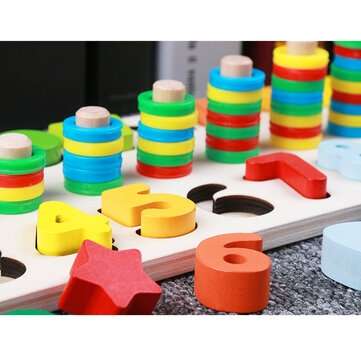 3 in 1 Early Education Math Toys Shape Digital Logarithm Board for 2 to 6 Years Old Kindergarten Chi