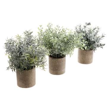 3 in 1 Mini Potted Plant Artificial Plastic Flower Pot Green Plants Tabletop Bonsai Living Room Offi