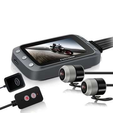 3 Inch WiFi 1080P+1080P FHD Motorcycle DVR Dual Dash Camera Front Rear View Waterproof GPS Driving V