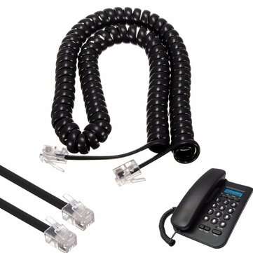 3 Meter Universal RJ10 to RJ10 (4P4C) Standard Coiled Telephones Handsets Cable Curly Lead Cords Wir