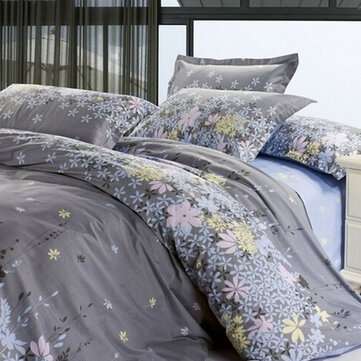 3 Or 4pcs Rosemary Flower Reactive Printing Bedding Sets ... (SIZE: QUEENSIZE | COLOR.: FLOWERCOLOR)