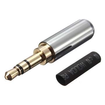 3 Pole Male Headphone Jack Plug Metal Audio +Heat Shrinkable Tube (COLOR.: SILVER)