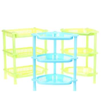3 Tiers Plastic Corner Organizer Bathroom Caddy Shelf Kitchen ... (COLOR.: WHITE | SHAPE: RECTANGLE)