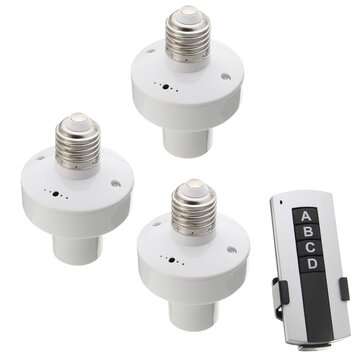 3 Way E27 Screw Holder Wireless Remote Control Light Bulb Cap Socket AC110 / AC... (VOLTAGE: AC110V)