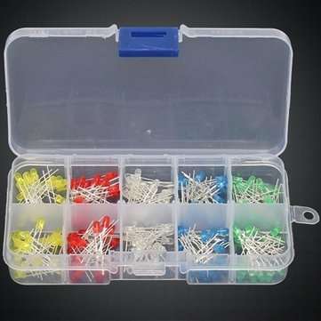 3 x 200pcs 3mm 5 colors LED Light Emitting Diode Universal LED Light Assorted Kit DIY LED Diode Set