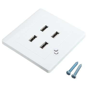 3.1A AC Power Wall Receptacle Socket Plate  Charger Outlet Panel with 4 USB Port