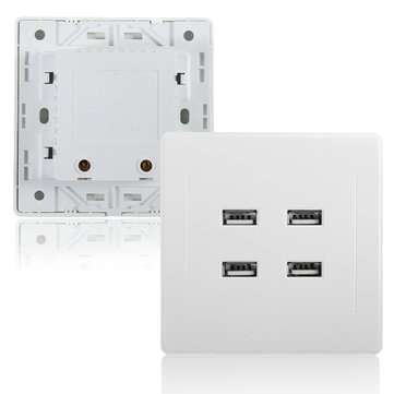 3.1A AC Power Wall Receptacle Socket Plate  Charger Outlet Panel with 4 USB Port