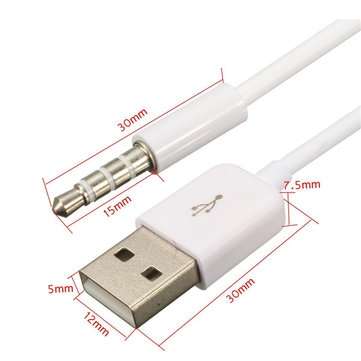 3.5mm AUX Audio Plug Jack to USB 2.0 Male Charge Cable Adapter for Ipod Car MP3