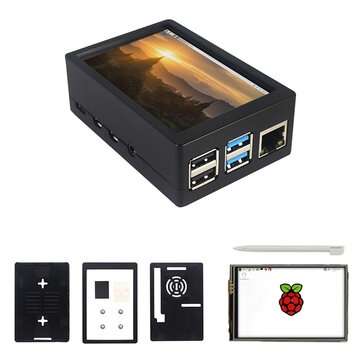 3.5inch TFT 480*320 50FPS Touch Screen Display ABS Case Kit for Raspberry Pi 4 Mo... (COLOR1: BLACK)