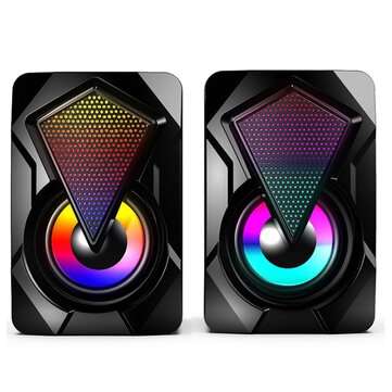 3.5mm Plug RGB LED Computer Speaker Lighting Subwoofer for PC/Laptop/MobilePhone/MP3/MP4/DVD