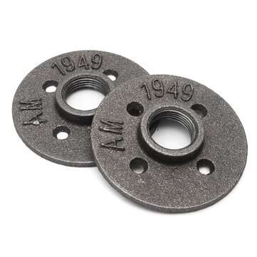 3/4 Inch Black Flange Iron Pipe Floor Fitting Plumbing Threaded DN20 Four Holes Flange